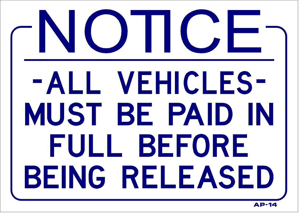 Notice Pay In Full AP-14B/AP-14 14"x20"/10"x14"