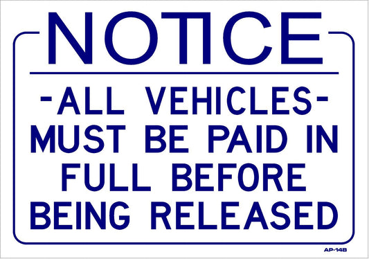 Notice Pay In Full AP-14B/AP-14 14"x20"/10"x14"