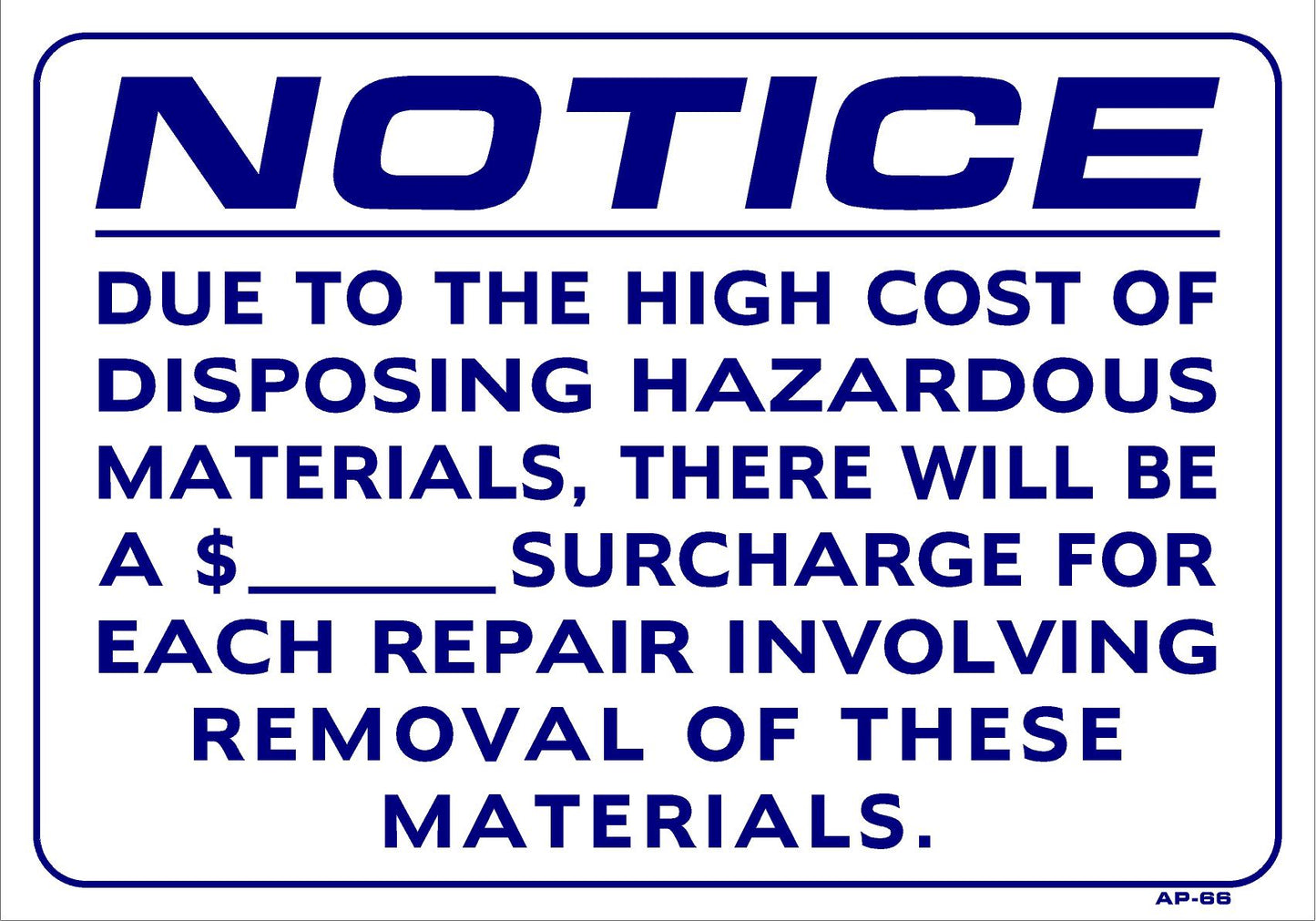 Hazardous material Surcharge AP-66 14"x20"