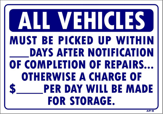 All Vehicles Storage Fee AP-8 14"x20"