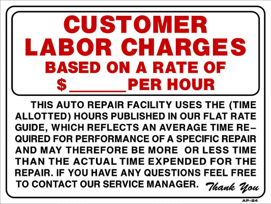 Customer Labor Charges AP-24 18x24