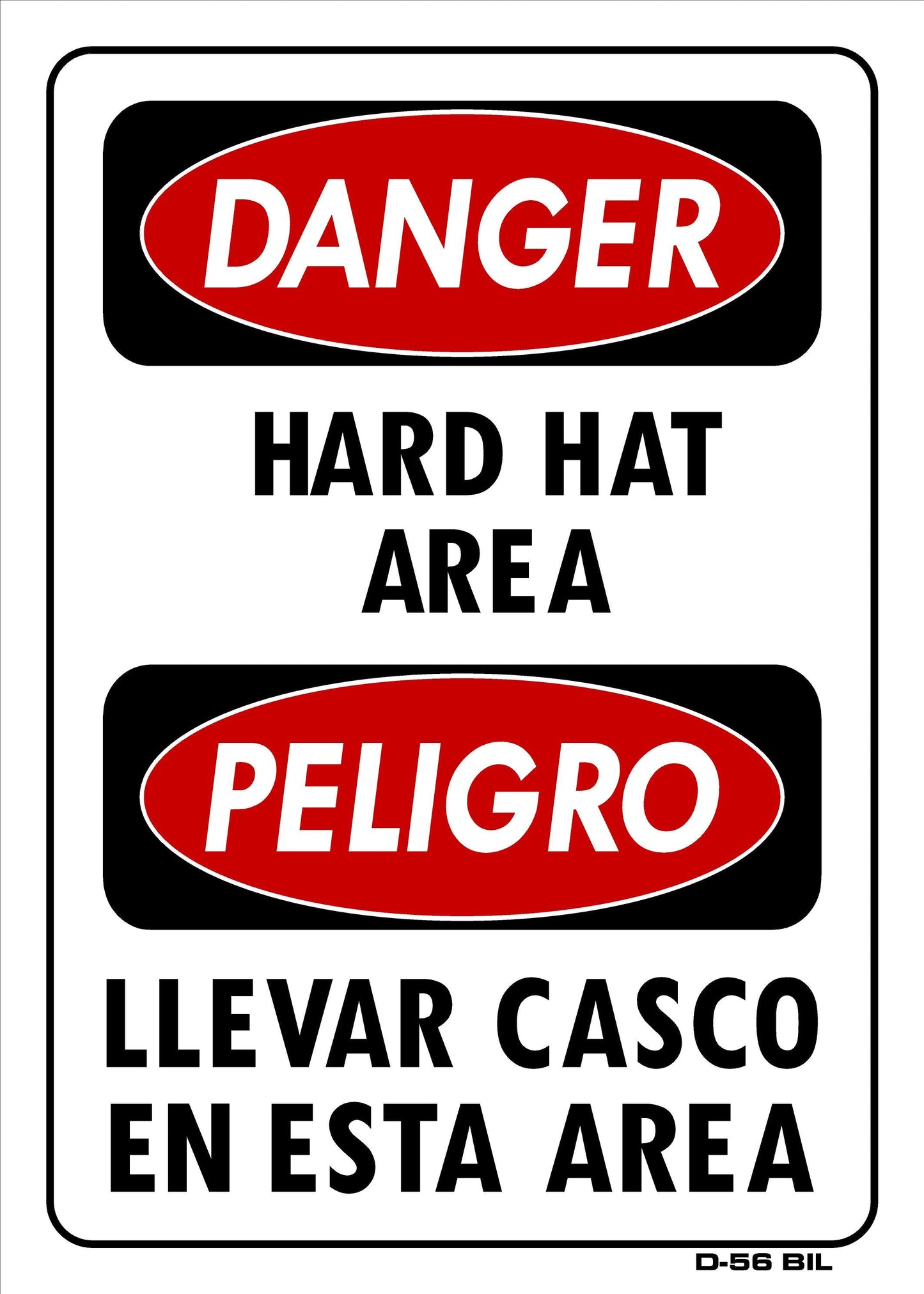 D-56bil DANGER-HARD HAT AREA (BIL) 14x10