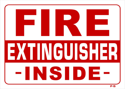 F-5 decal FIRE EXTINGUISHER INSIDE 10x14