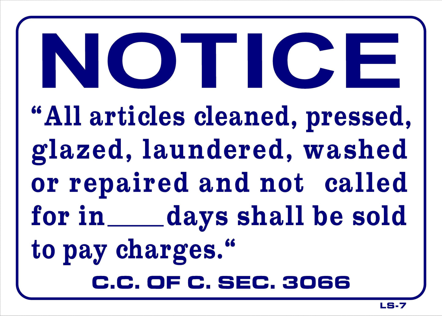 LS-7 NOTICE- ALL ARTICLES CLEANED 10x14