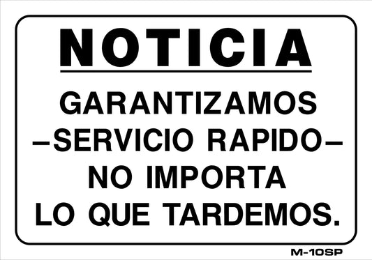 M-10SP NOTICIA-GARANTIZAMOS RAPIDO...7x10